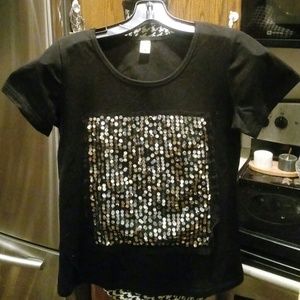 Princess Black Sequined T Size L